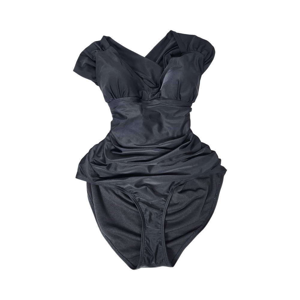 Tropiculture Swimsuits For All Black Ruched One Piece Swimsuit Size 16 2981